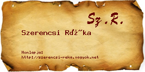 Szerencsi Réka névjegykártya